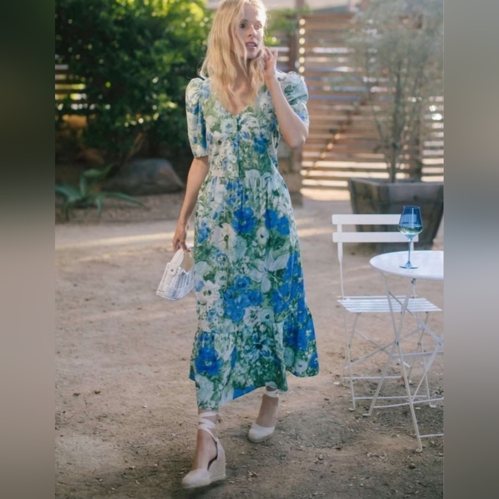 Tuckernuck Jardin de Fleurs Violetta Floral Midi Maxi Dress Large - Picture 3 of 12